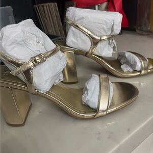 BP Gold Women's Block Heel Sandals